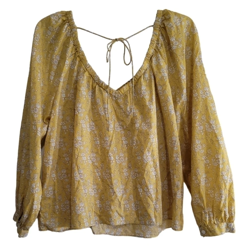 J. Crew V-neck Liberty Capel Floral Shirt Cotton Yellow Flower Medium